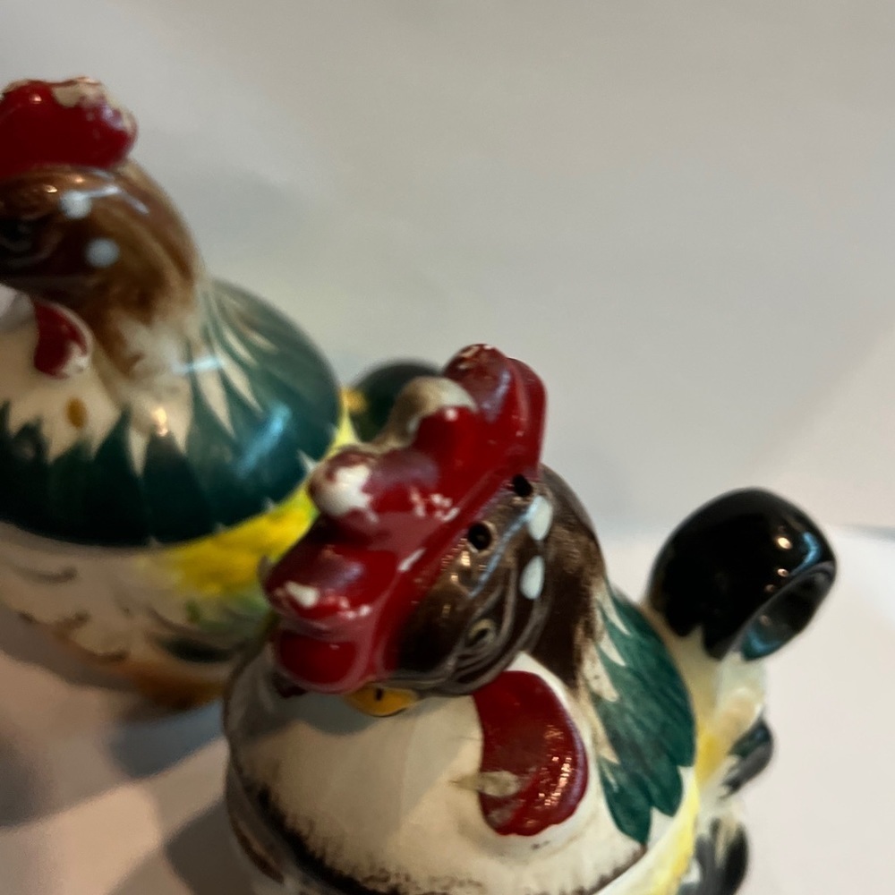 VINTAGE STACKING CHICKEN & ROOSTER SUGAR CREAMER SALT & PEPPER SET ~ JAPAN - Picture 3 of 7